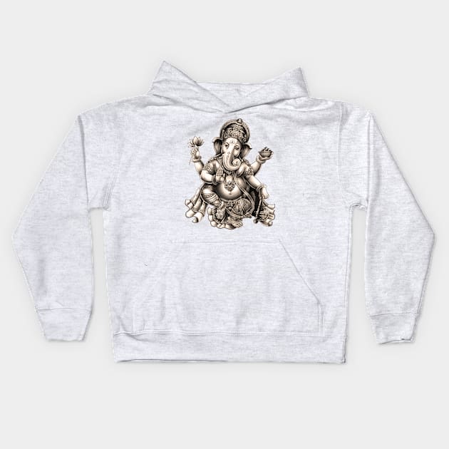 Ganesha Bali Souvenir Hindu Elephant God Yoga Ubud Kids Hoodie by Closeddoor